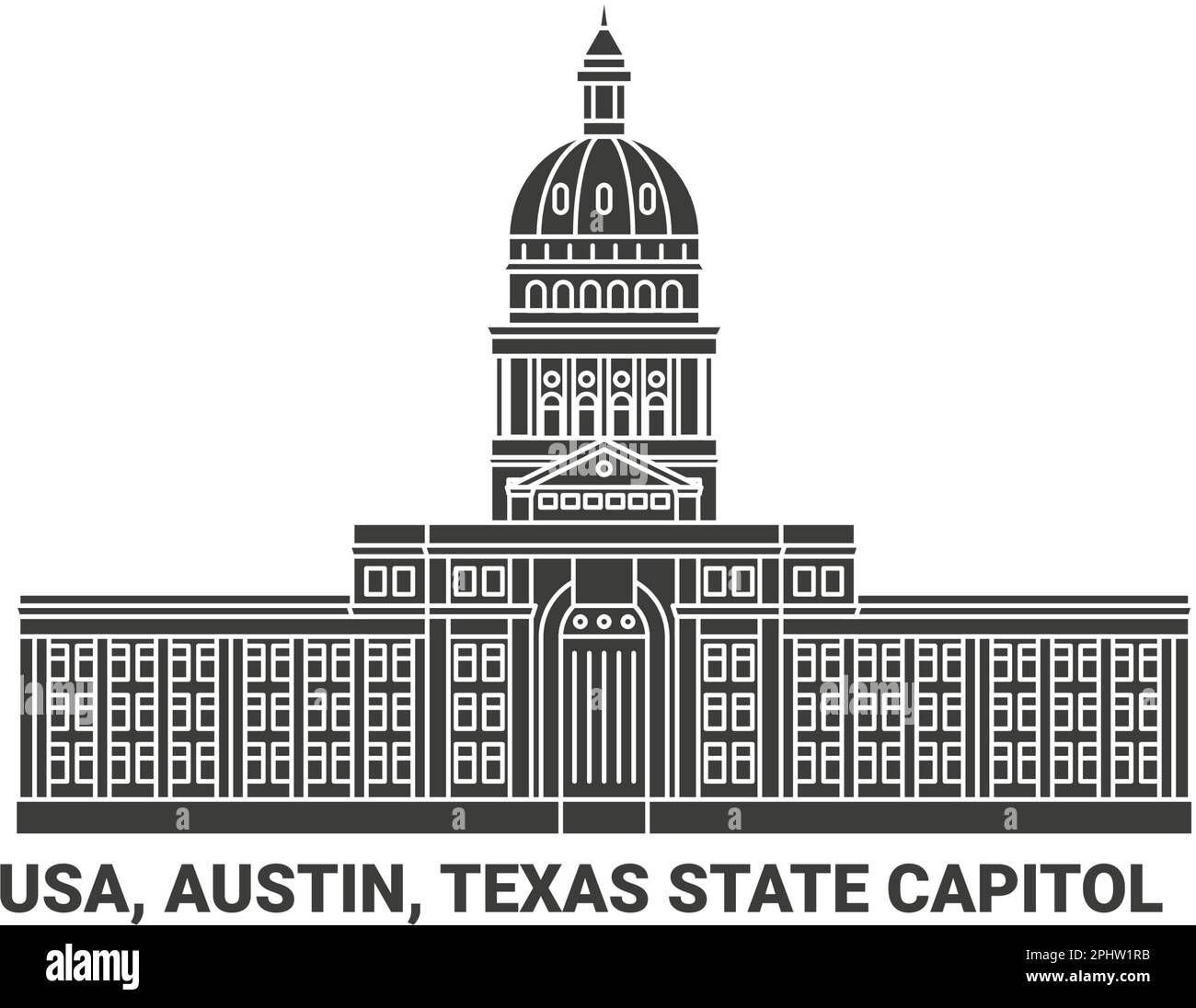 USA, Austin, Texas State Capitol, Reiseziel-Vektordarstellung Stock Vektor