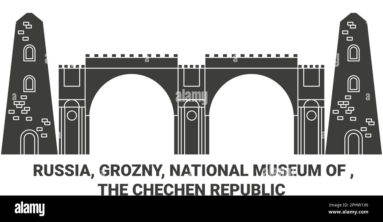 Russland, Grosny, Nationalmuseum von , die Tschetschenische Republik Reise-Wahrzeichen-Vektordarstellung Stock Vektor