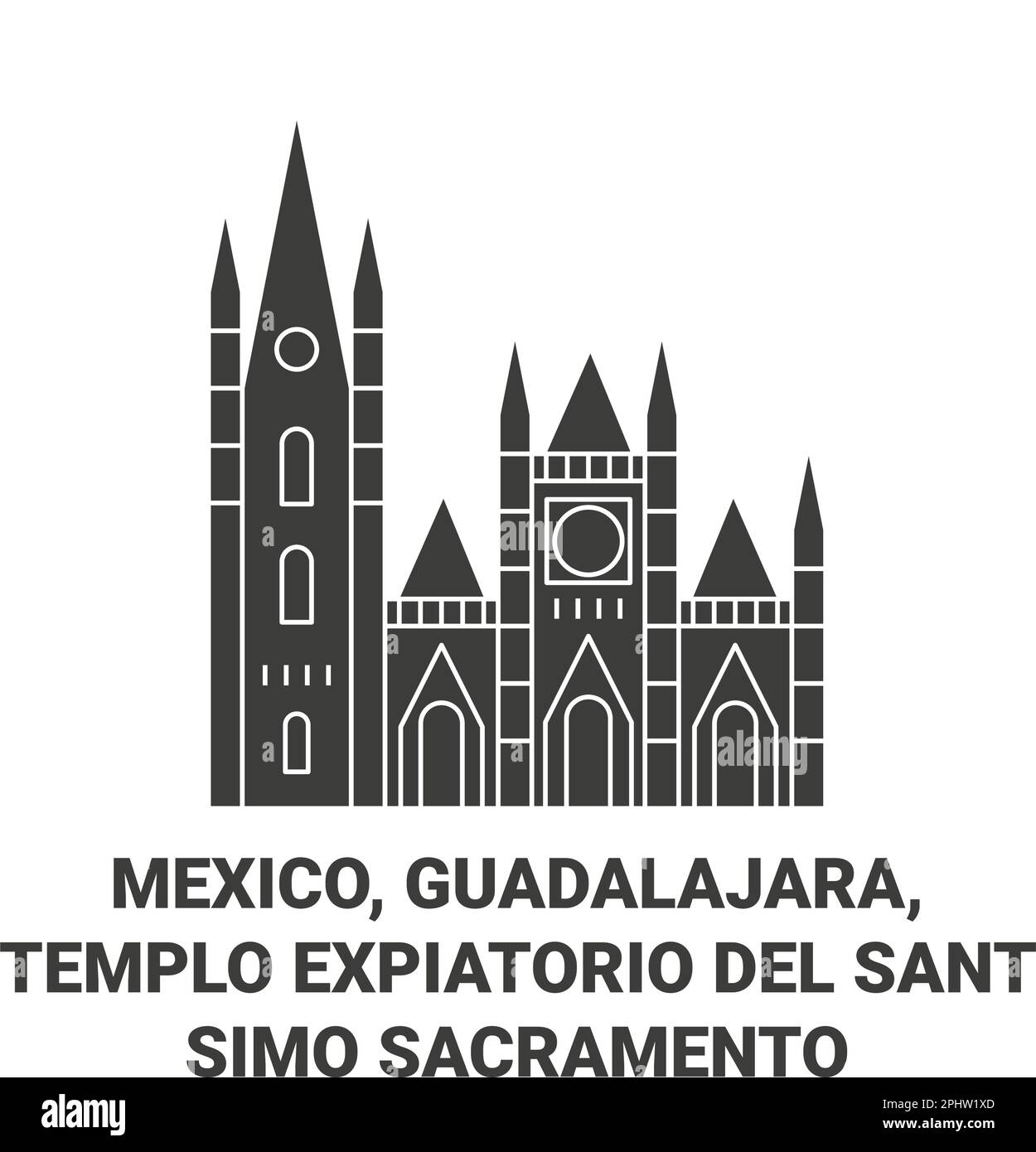 Mexiko, Guadalajara, Templo Expiatorio Del Santsimo Sacramento Reise Wahrzeichen Vektordarstellung Stock Vektor