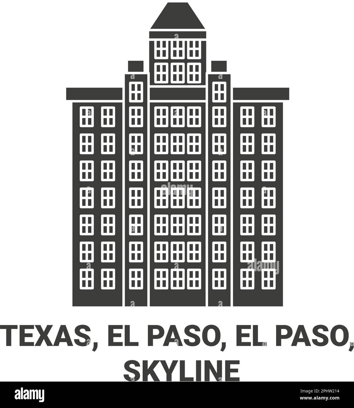 USA, Texas, El Paso, El Paso, Skyline Travel Landmark Vektordarstellung Stock Vektor