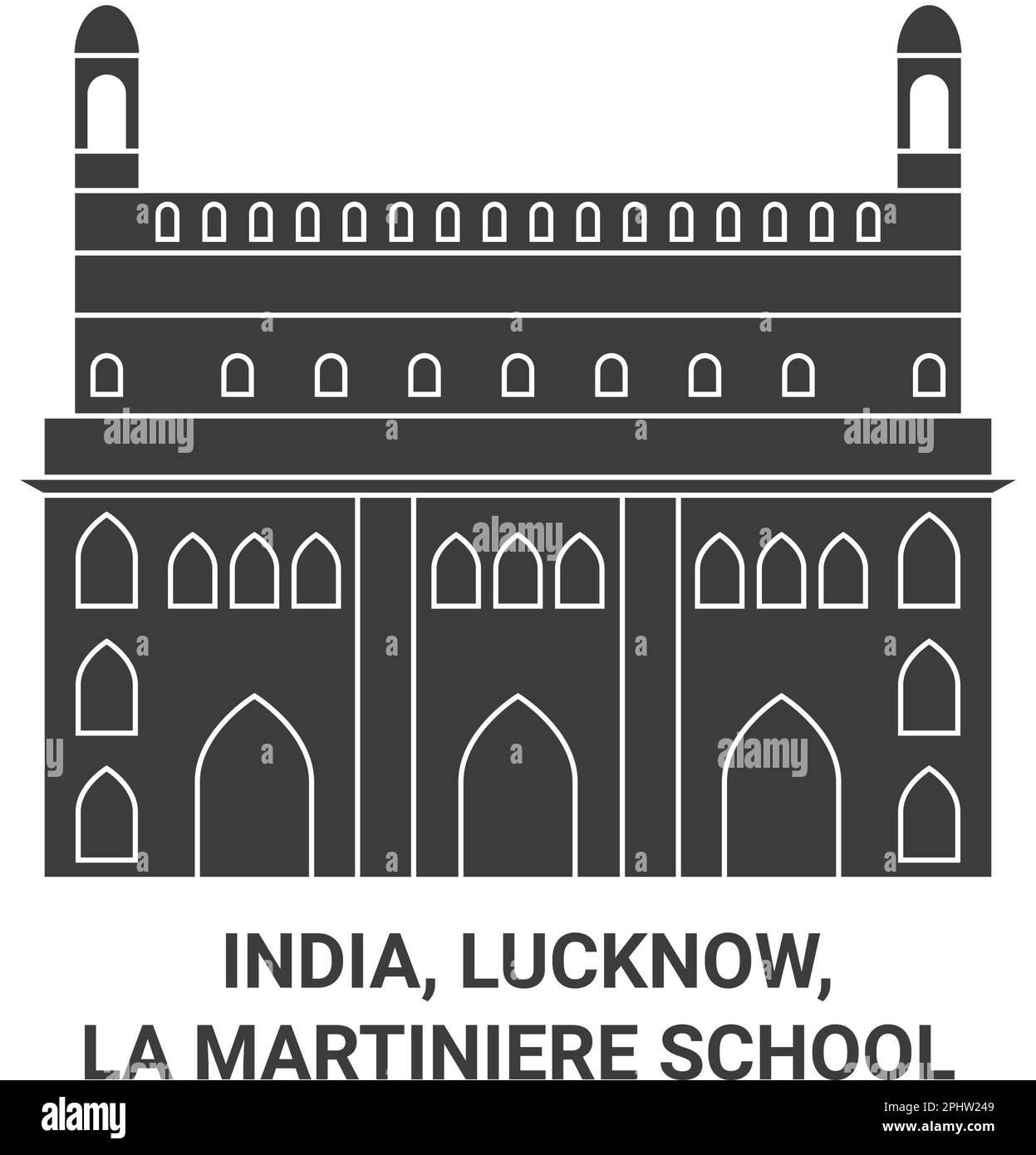 Indien, Lucknow, La Martiniere School Reise Landmark Vector Illustration Stock Vektor
