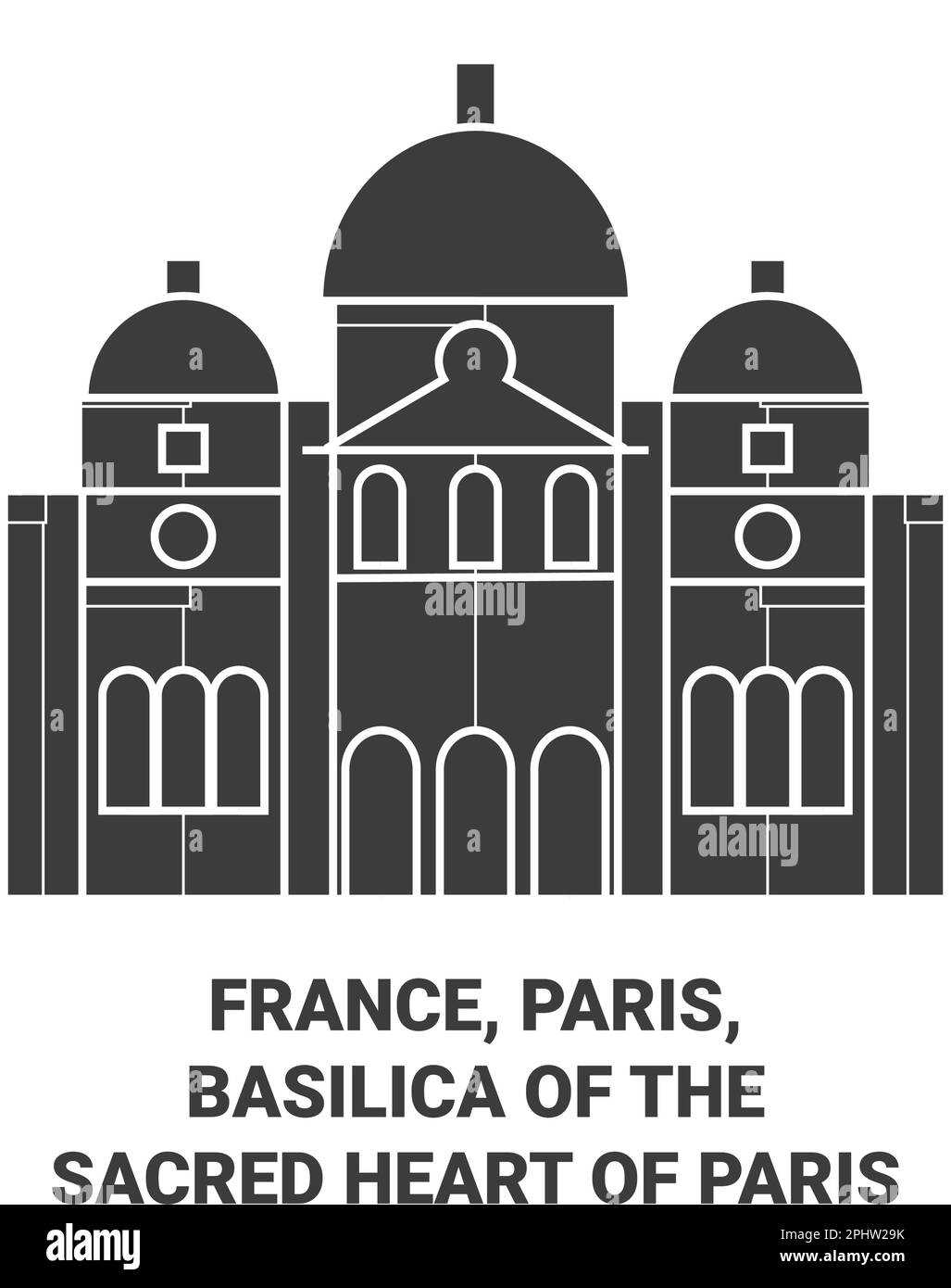 Frankreich, Paris, Basilika des Heiligen Herzens von Paris reisen als Vektorbild Stock Vektor