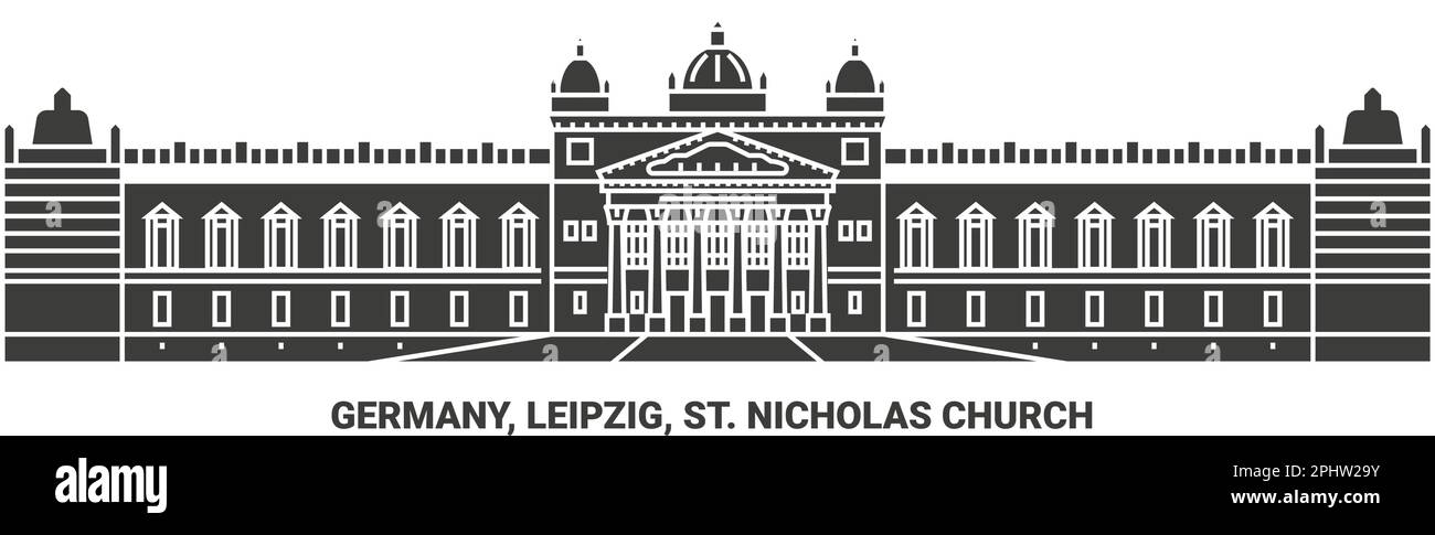 Deutschland, Leipzig, St. Nicholas Kirche Reise Wahrzeichen Vektordarstellung Stock Vektor