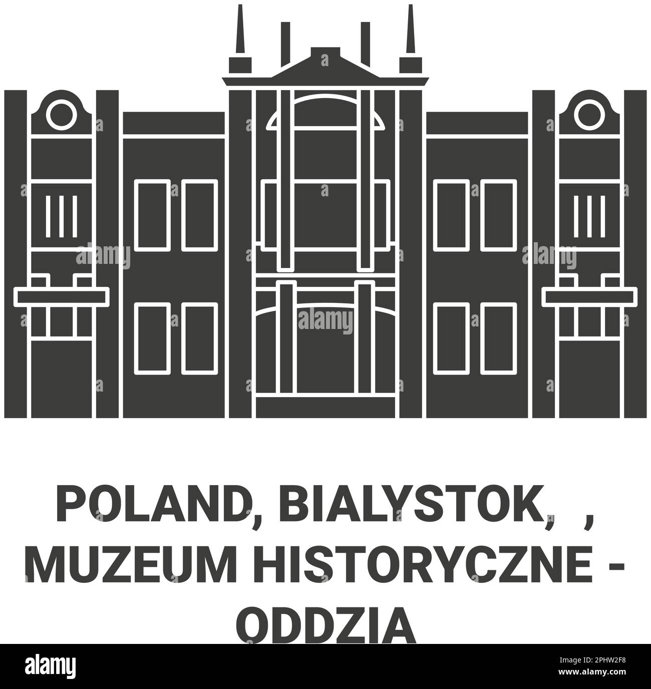 Polen, Bialystok, Muzeum Historyczne Oddzia Muzeum Podlaskiego Reise-Wahrzeichen-Vektordarstellung Stock Vektor