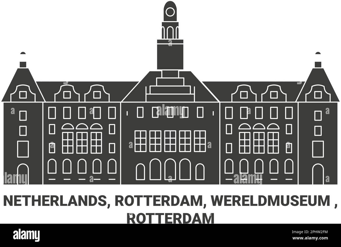 Niederlande, Rotterdam, Wereldmuseum, Rotterdam Reise Wahrzeichen Vektordarstellung Stock Vektor