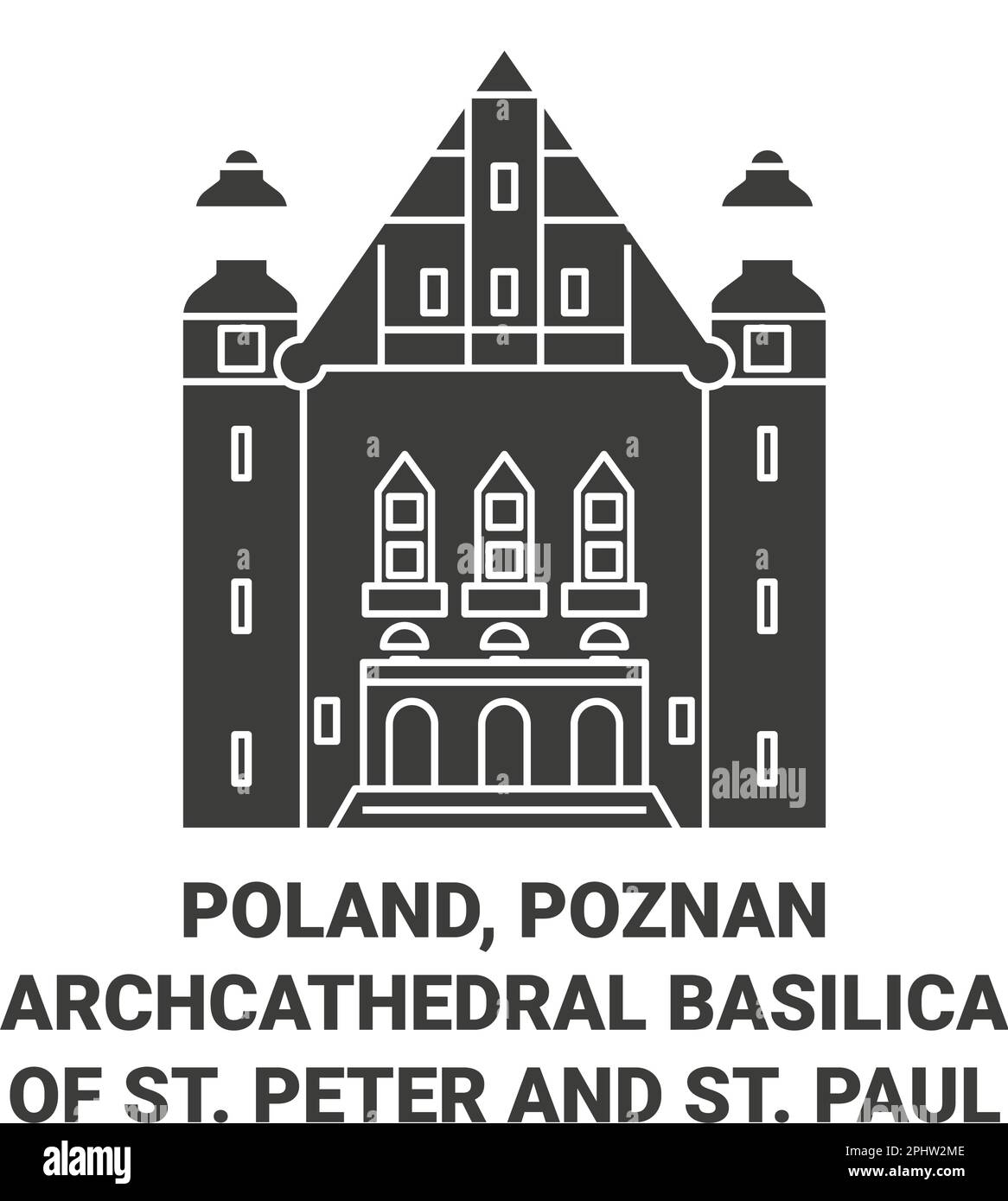 Polen, Posen, Erzkathedrale Basilika St. Peter Und St. Paul Travel Landmark-Vektordarstellung Stock Vektor