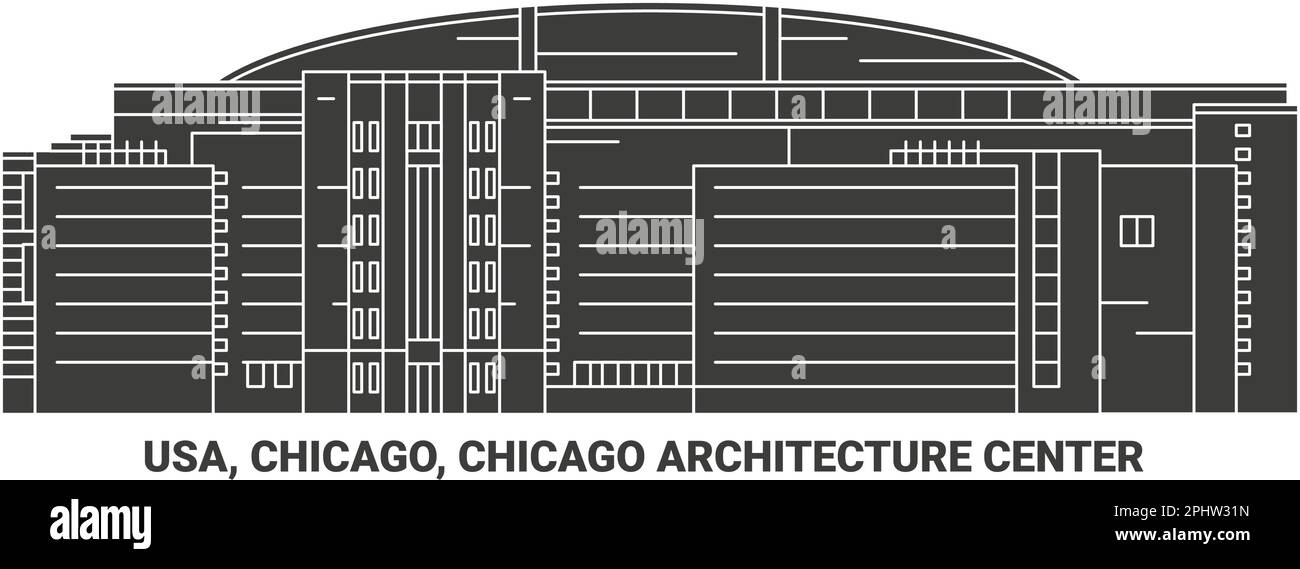 USA, Chicago, Chicago Architecture Center, Wegweiser-Illustration Stock Vektor