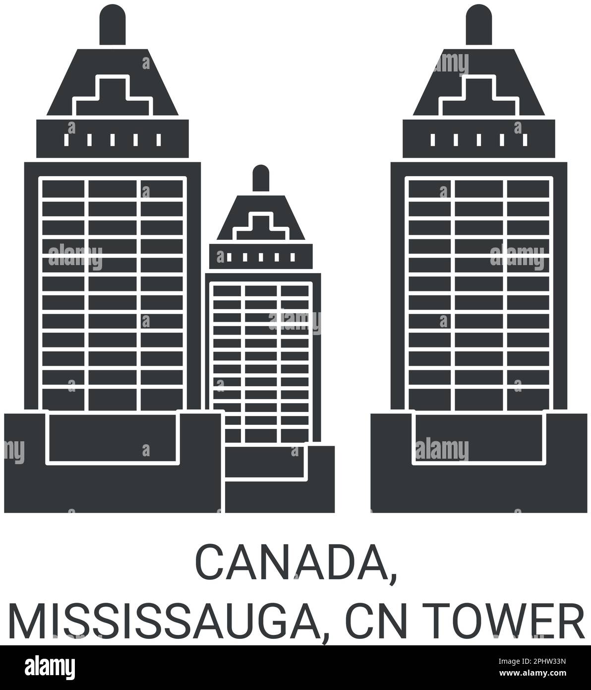 Vektordarstellung von Reisezielen in Kanada, Mississauga, CN Tower Stock Vektor