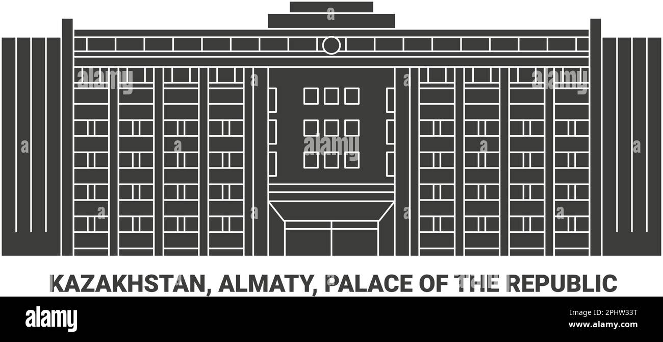 Kasachstan, Almaty, Palast der Republik, Reise-Wahrzeichen-Vektor-Illustration Stock Vektor