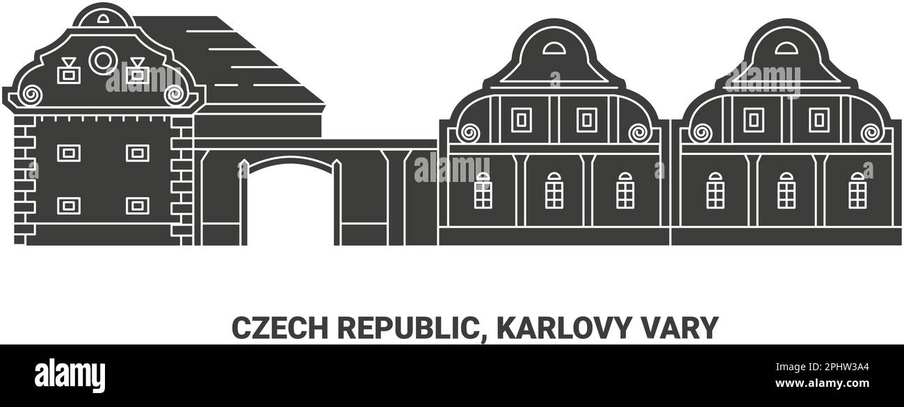 Tschechische Republik, Karlsbad Reise-Wahrzeichen-Vektordarstellung Stock Vektor