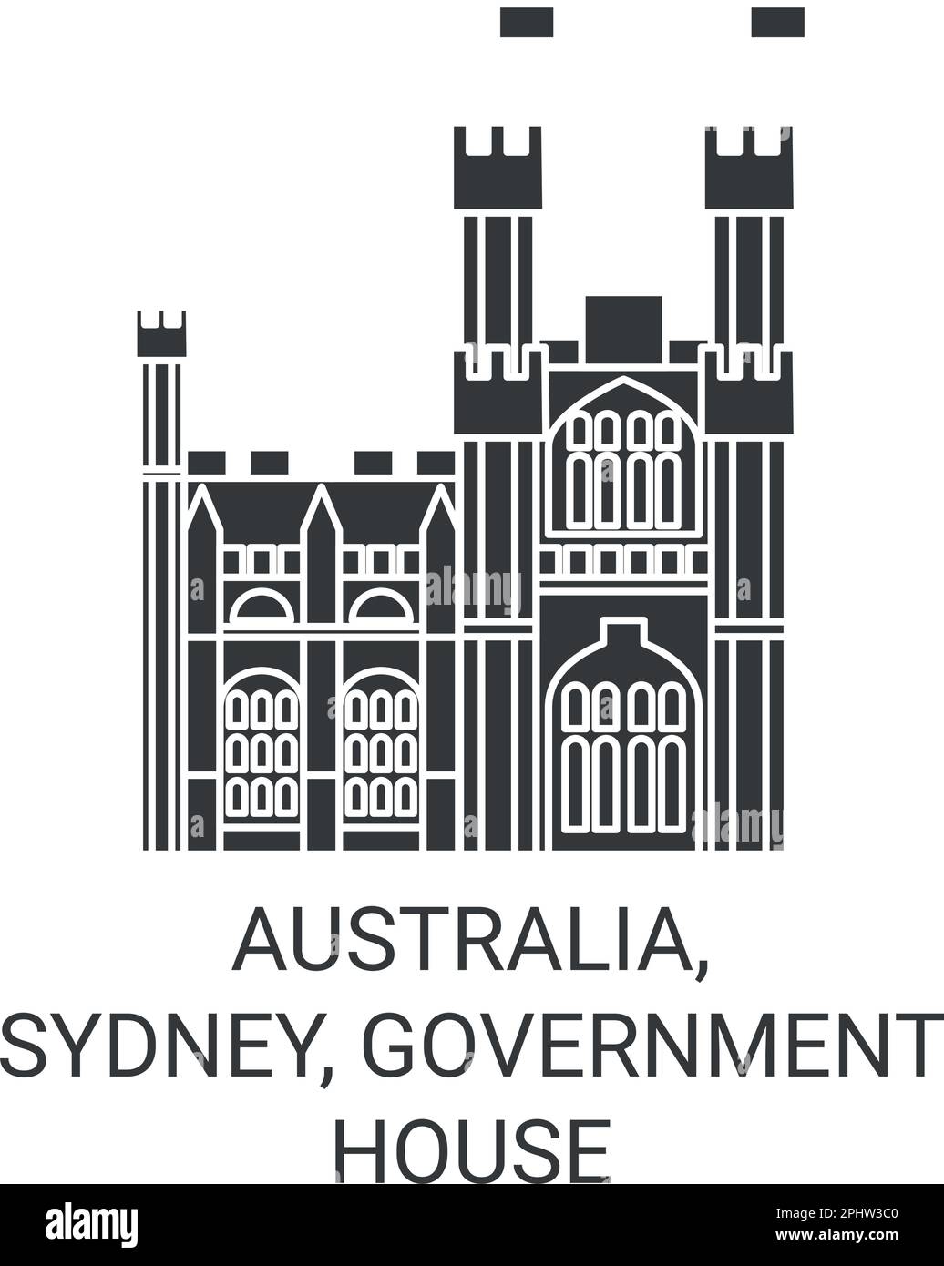 Australien, Sydney, Government House, Reiseziel-Vektordarstellung Stock Vektor