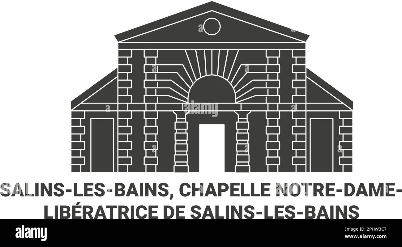 Frankreich, Salinslesbains, Chapelle Notredameliberatrice De Salinslesbains reisen als Vektordarstellung für Wahrzeichen Stock Vektor