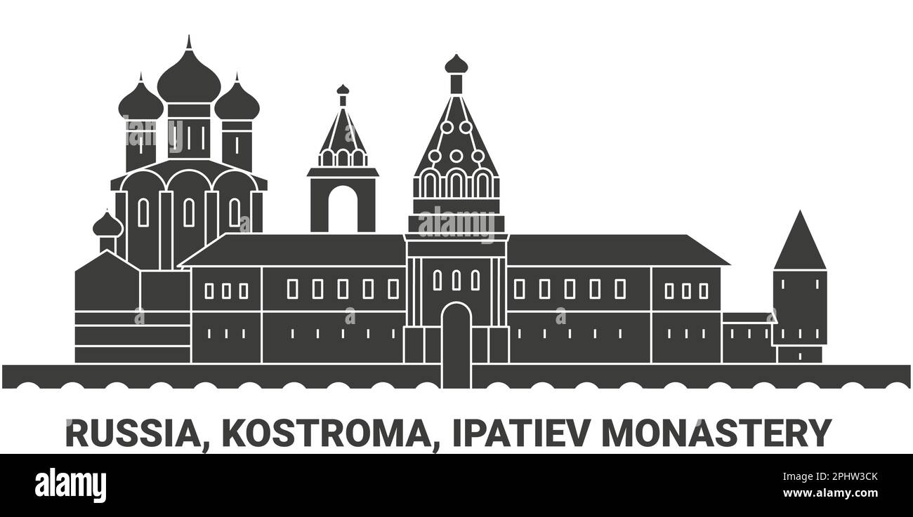 Russland, Kostroma, Kloster Ipatiev, Reise-Wahrzeichen-Vektordarstellung Stock Vektor