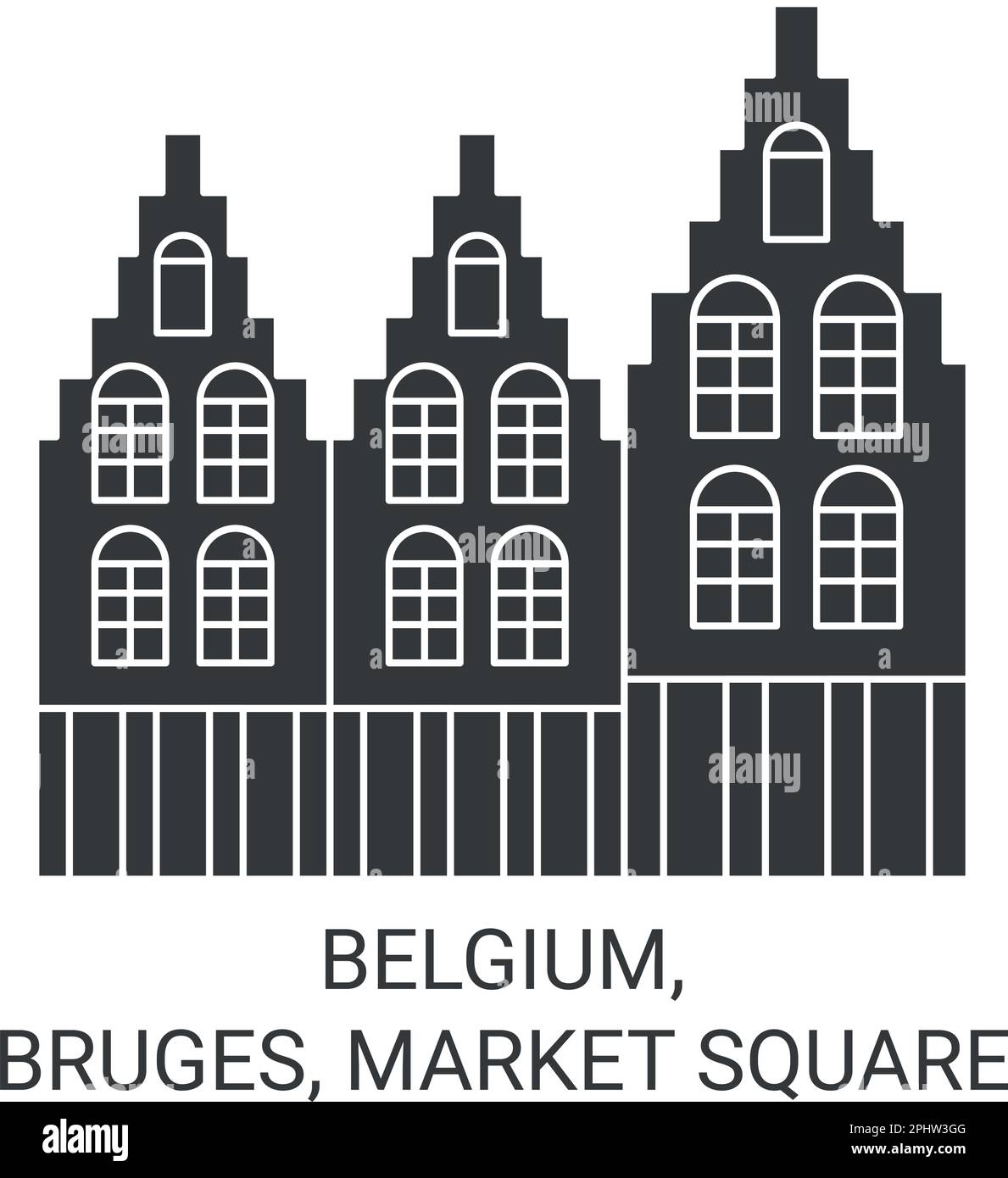 Vektorgrafik für Belgien, Brügge, Marktplatz Stock Vektor