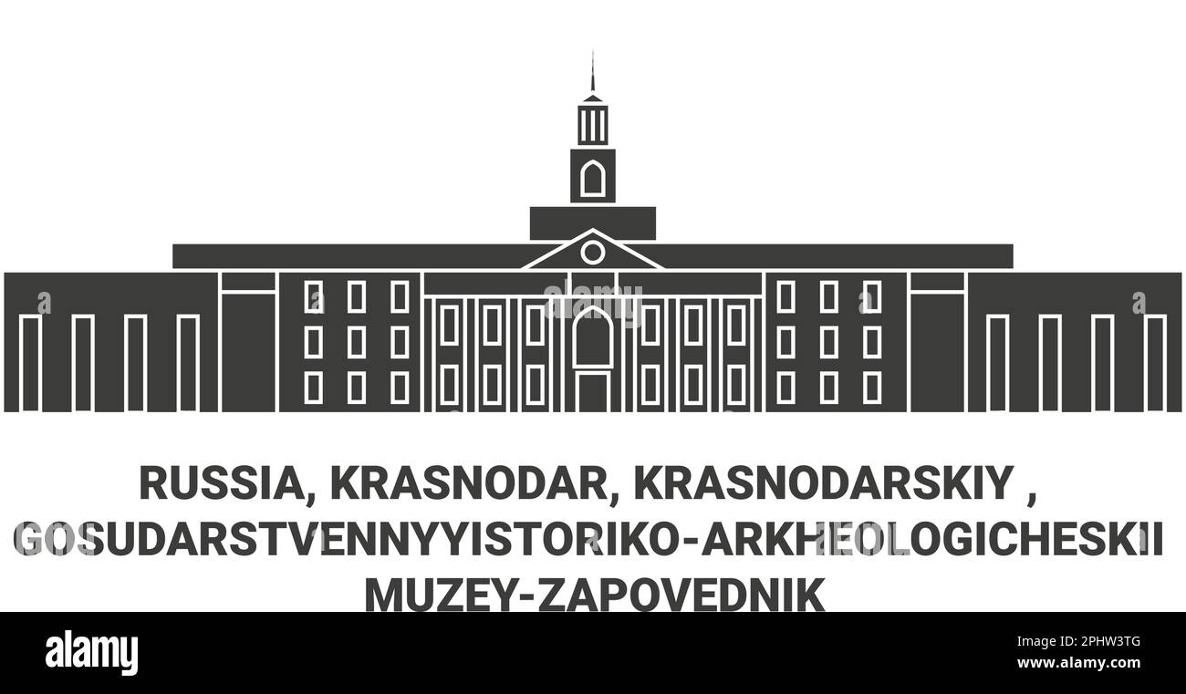 Russland, Krasnodar, Krasnodarskiy , Gosudarstvennyyistorikoarkheologicheskii Muzeyzapovednik Reise-Wahrzeichen-Vektordarstellung Stock Vektor