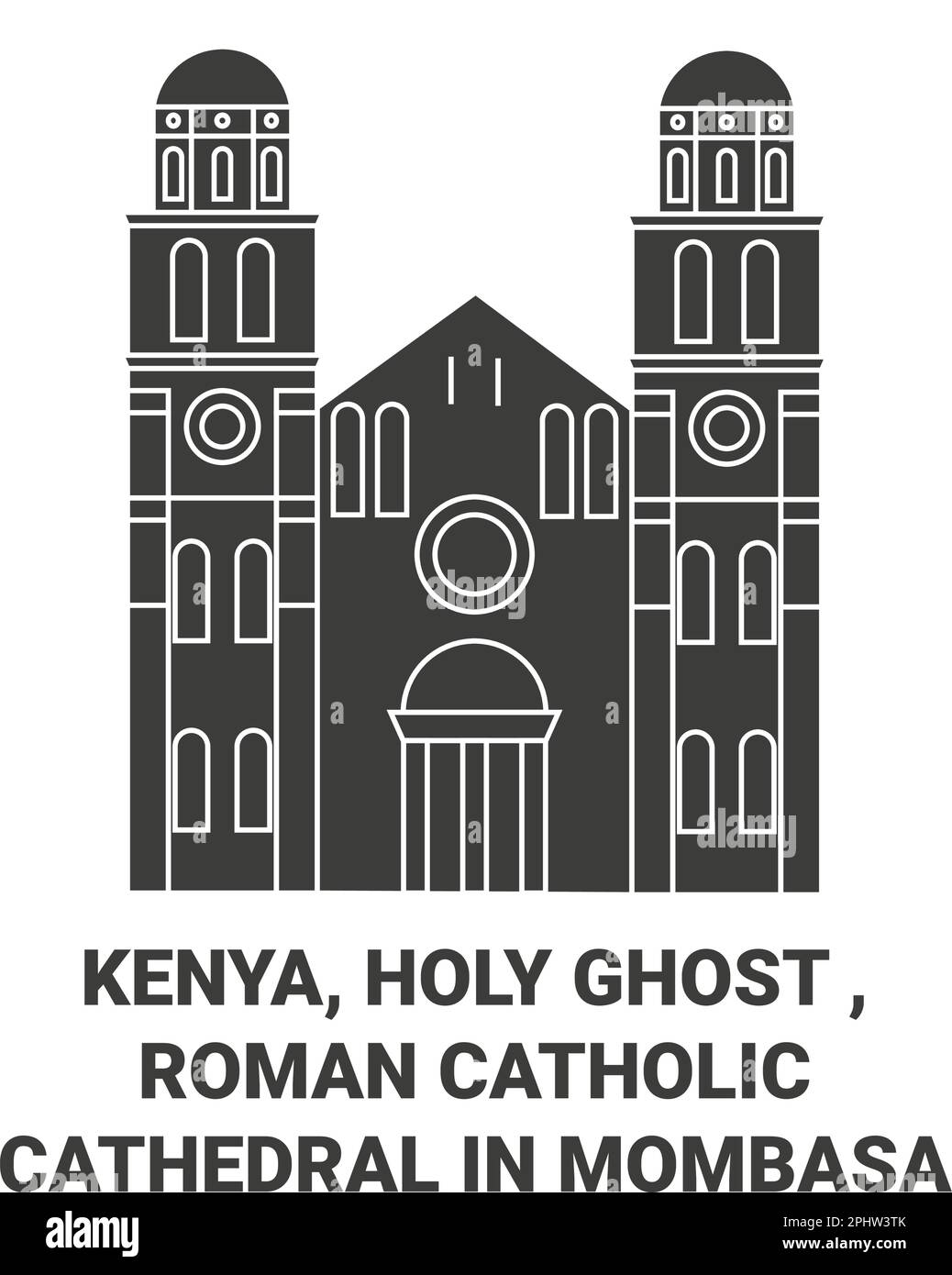 Kenia, Heiliger Geist, römisch-katholische Kathedrale in Mombasa reisen Wahrzeichen-Vektordarstellung Stock Vektor