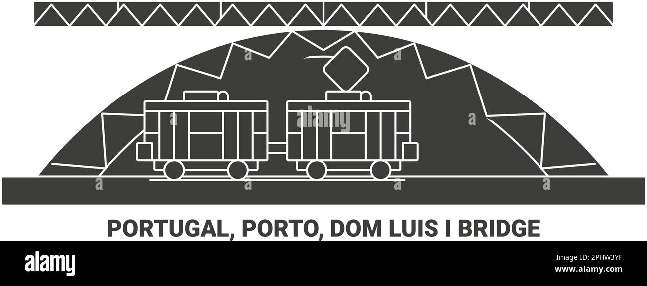 Portugal, Porto, Dom Luis I Brücke Reise Wahrzeichen Vektordarstellung Stock Vektor