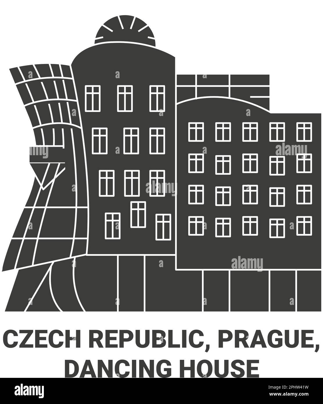 Tschechische Republik, Prag, Dancing House Reise Wahrzeichen Vektordarstellung Stock Vektor