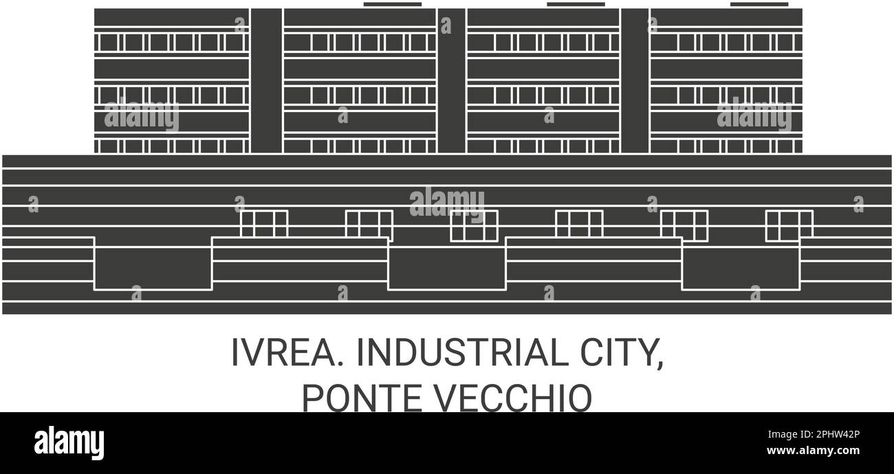 Italien, Ivrea, Ponte Vecchio reisen als Vektordarstellung Stock Vektor