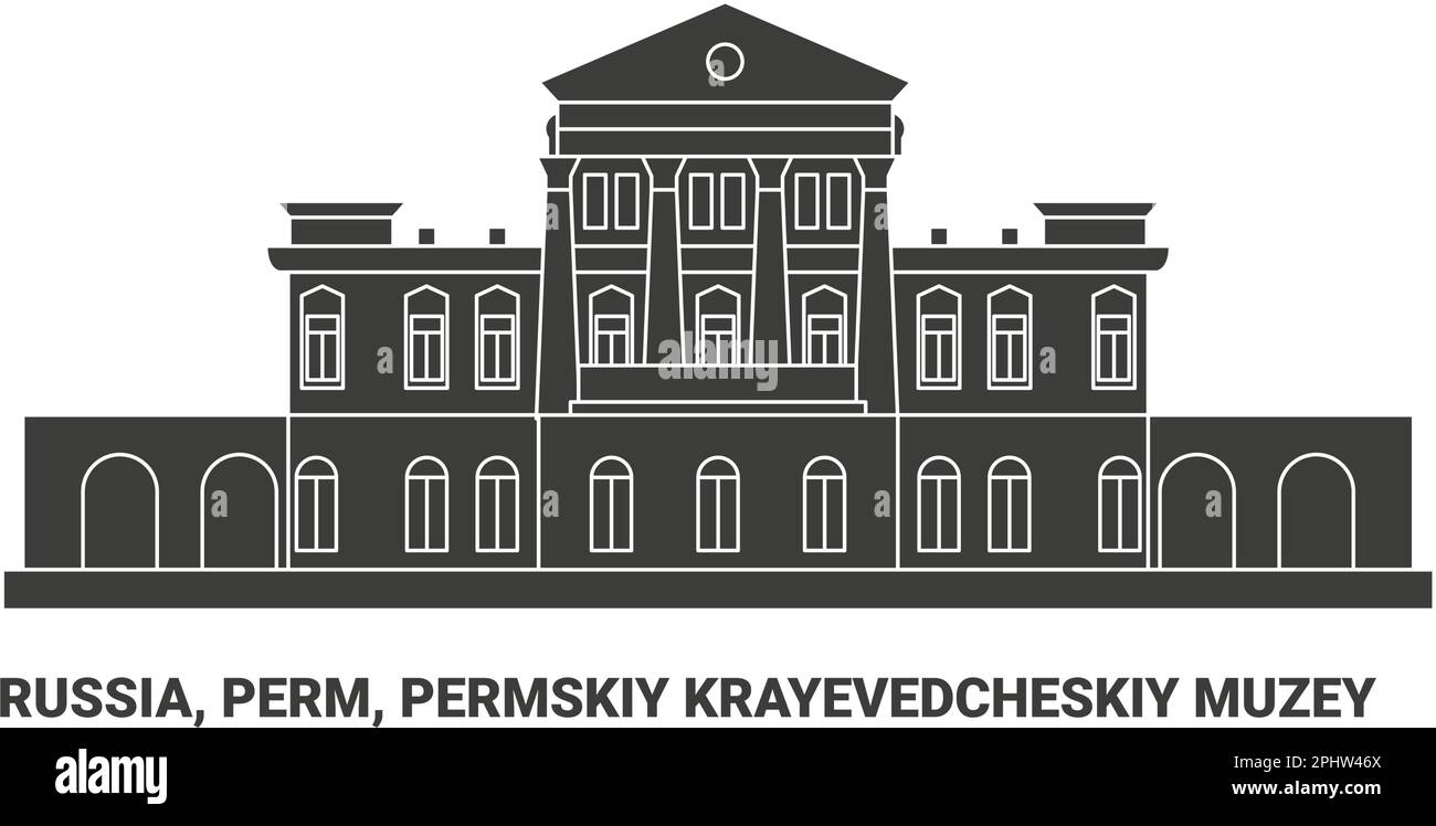 Russland, Permskiy Krayevedcheskiy Muzey, Reise-Wahrzeichen-Vektordarstellung Stock Vektor