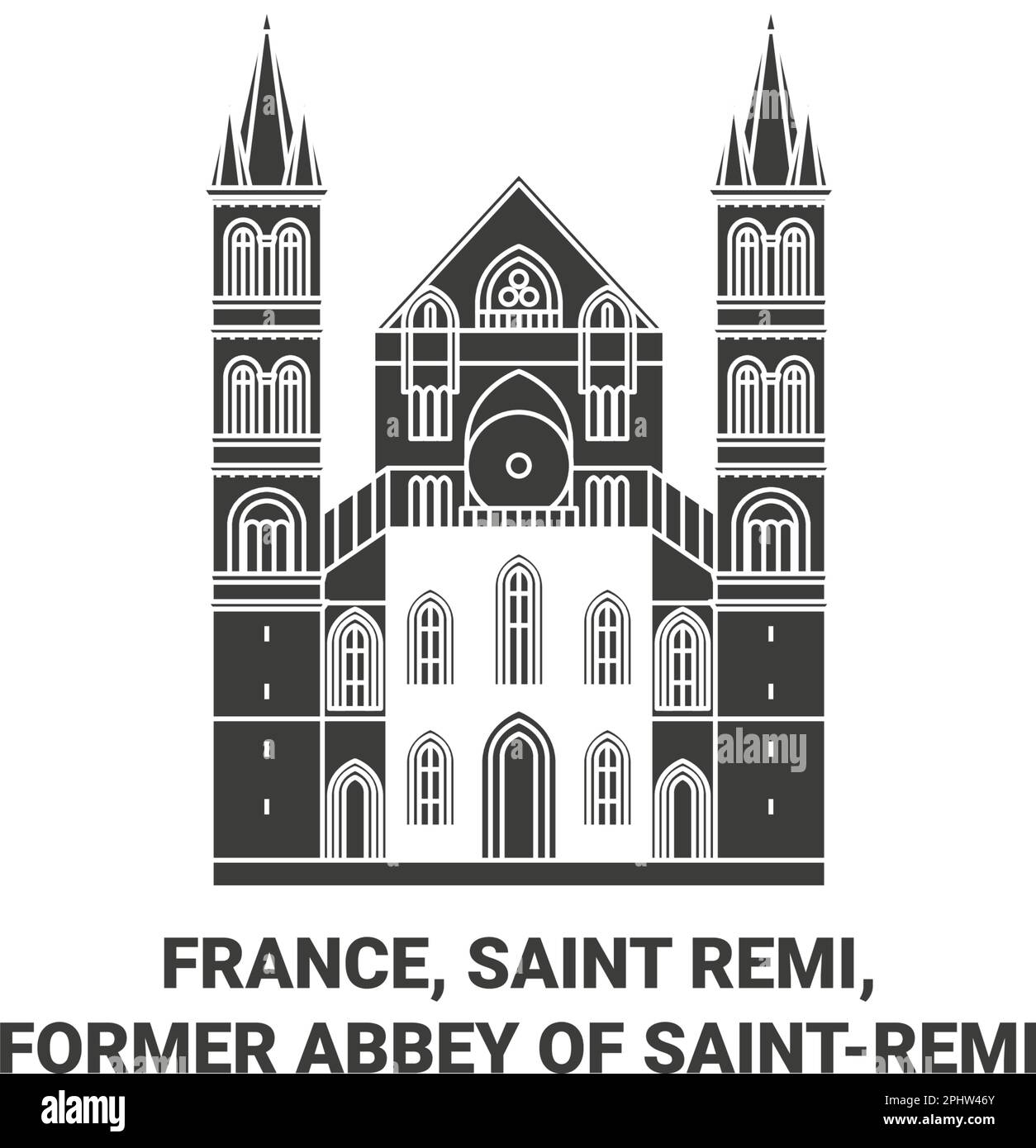 Frankreich, Saint Remi, die ehemalige Abtei von Saintremi Reise-Wahrzeichen-Vektordarstellung Stock Vektor