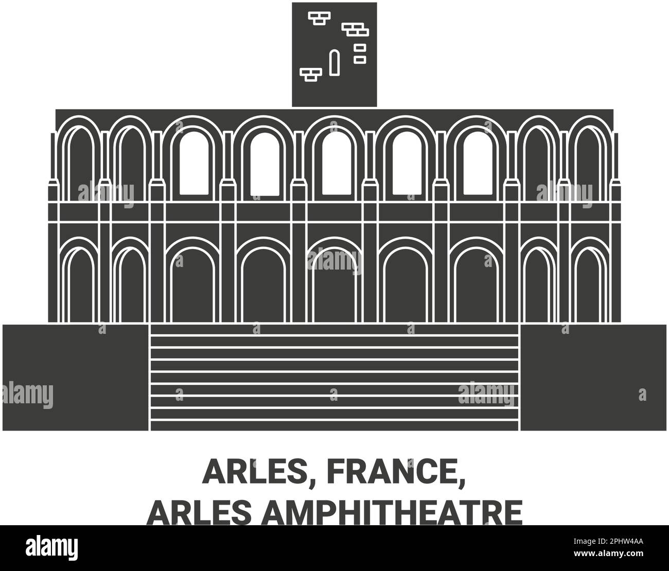Frankreich, Arles, Arles Amphitheatre Reise-Wahrzeichen-Vektordarstellung Stock Vektor