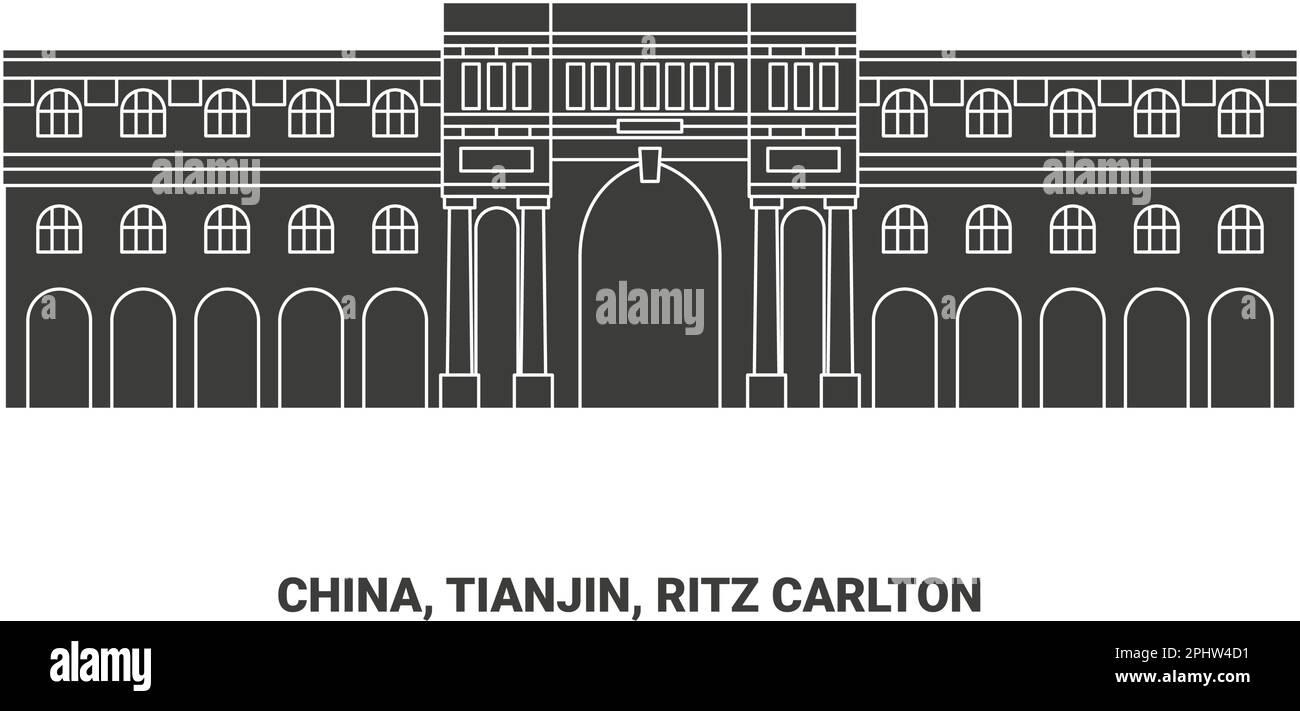 China, Tianjin, Ritz Carlton Reise-Wahrzeichen-Vektordarstellung Stock Vektor