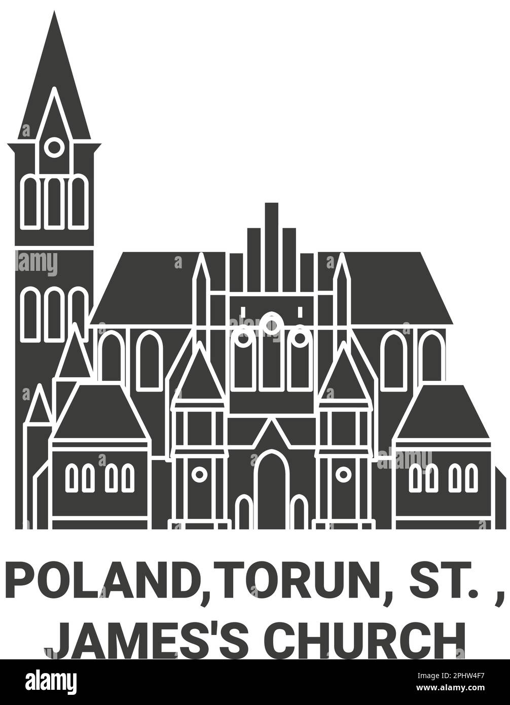 Polen, Torun, St. , James's Church Reise-Wahrzeichen-Vektor-Illustration Stock Vektor