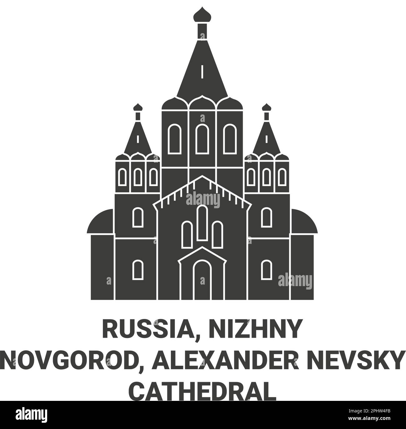 Russland, Nischni Nowgorod, Alexander-Newski-Kathedrale reisen Wahrzeichen Vektordarstellung Stock Vektor