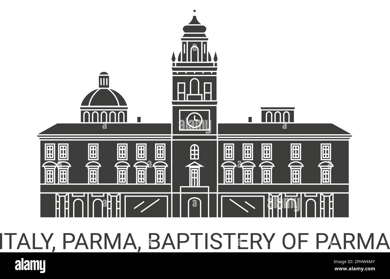 Italien, Parma, Baptisterium von Parma, Reise-Wahrzeichen-Vektordarstellung Stock Vektor