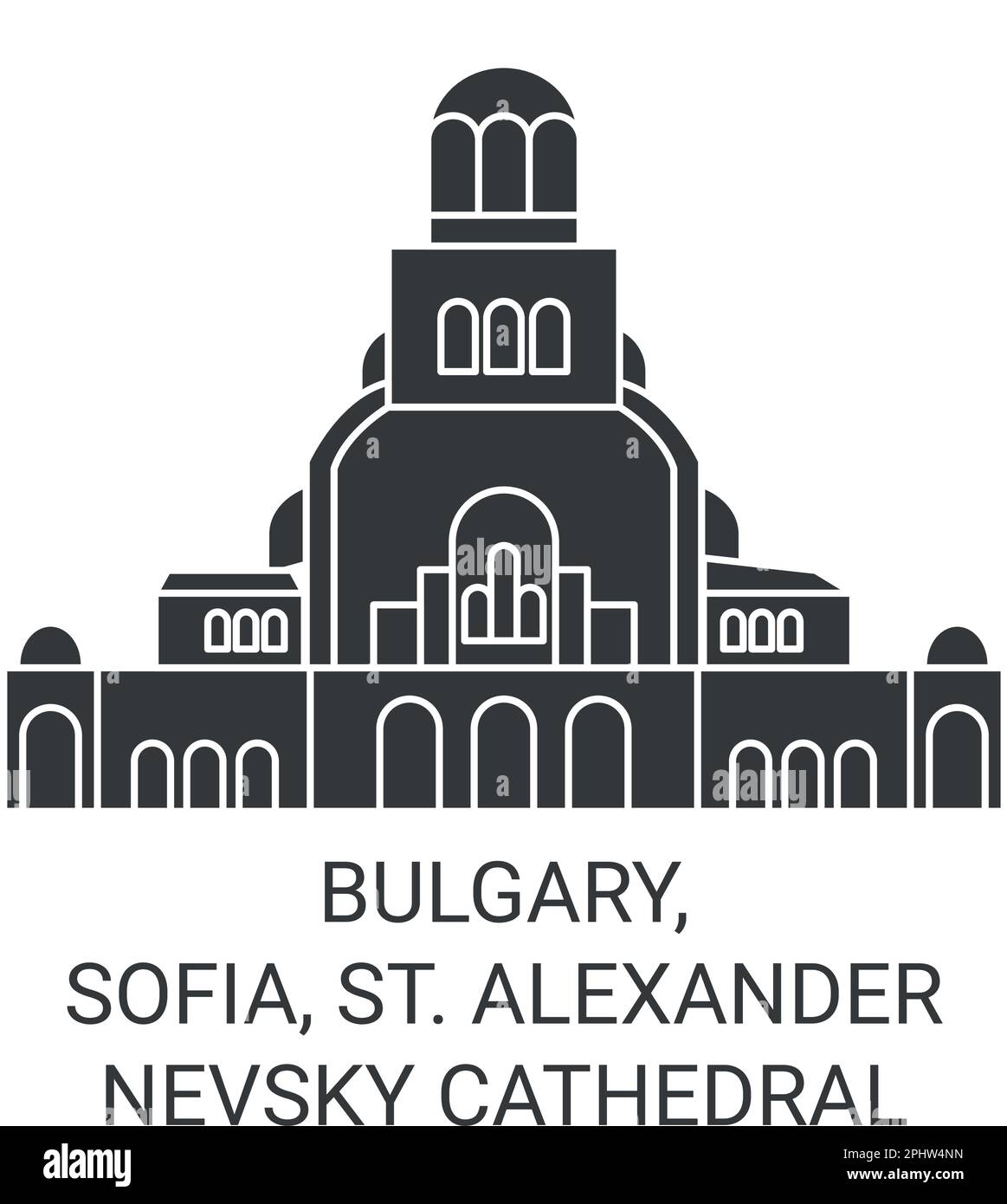 Bulgarisch, Sofia, St. Alexander-Nevsky-Kathedrale Reise-Wahrzeichen-Vektordarstellung Stock Vektor