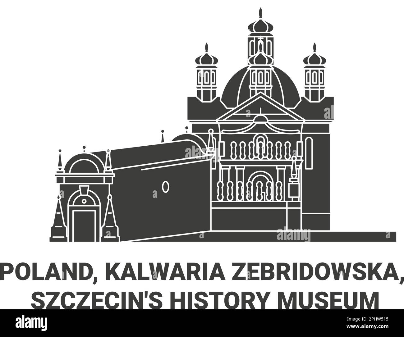 Polen, Kalwaria Zebridowska, Szczecins Geschichtsmuseum reisen Wahrzeichen Vektordarstellung Stock Vektor