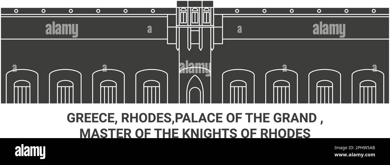 Griechenland, Rhodos, Palast des Großen , Meister der Ritter von Rhodos Reise Wahrzeichen Vektordarstellung Stock Vektor