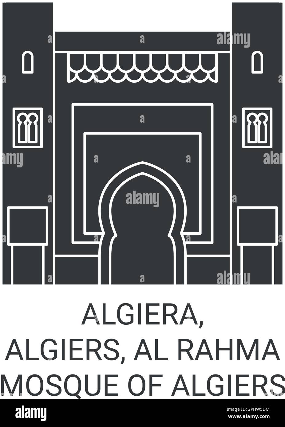Algiera, Algier, Al Rahma Moschee von Algier reisen als Vektorbild für Wahrzeichen Stock Vektor