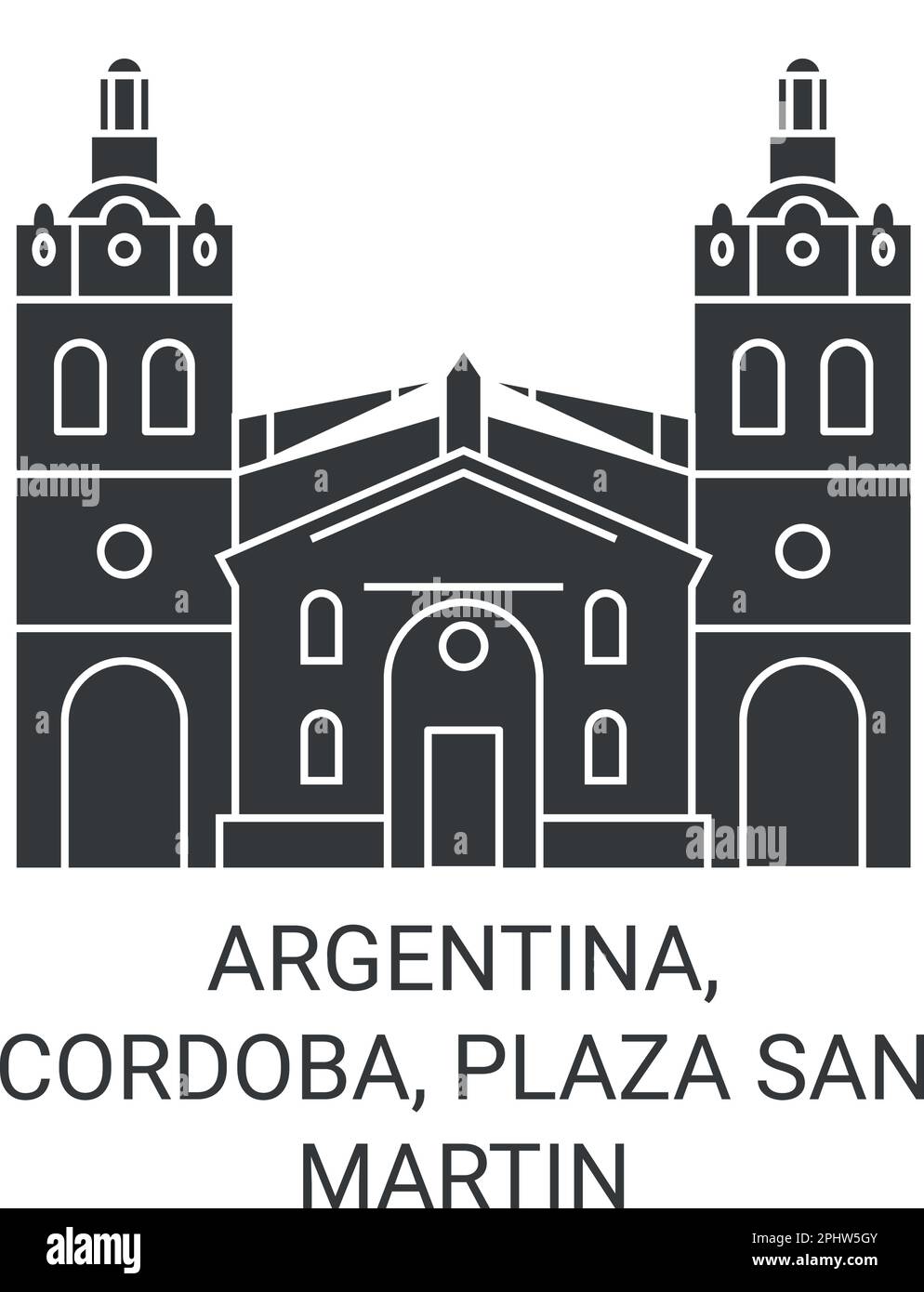 Argentinien, Cordoba, Plaza San Martin Reise-Wahrzeichen-Vektordarstellung Stock Vektor