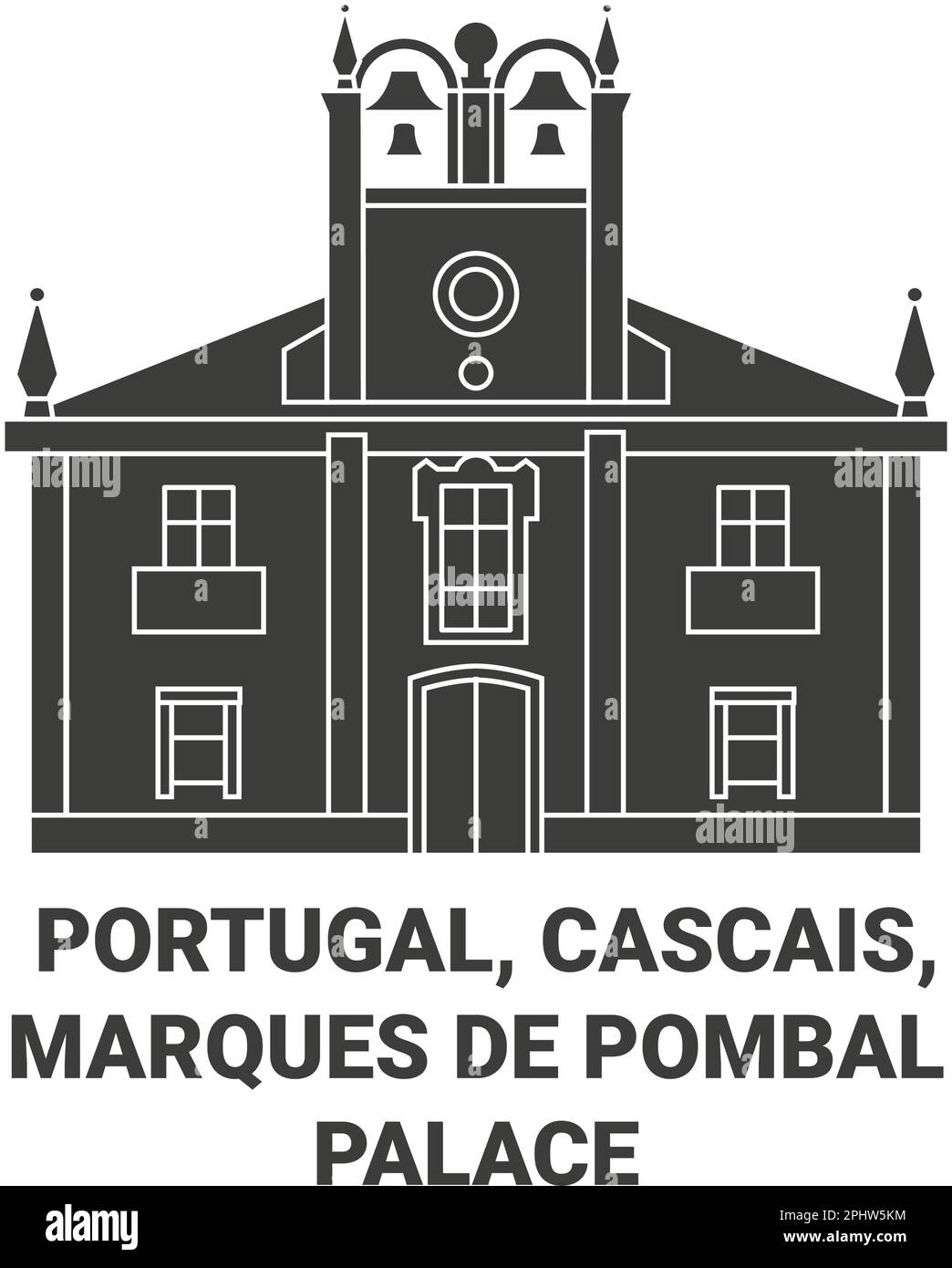 Portugal, Cascais, Marques De Pombal Palast reisen Wahrzeichen Vektordarstellung Stock Vektor