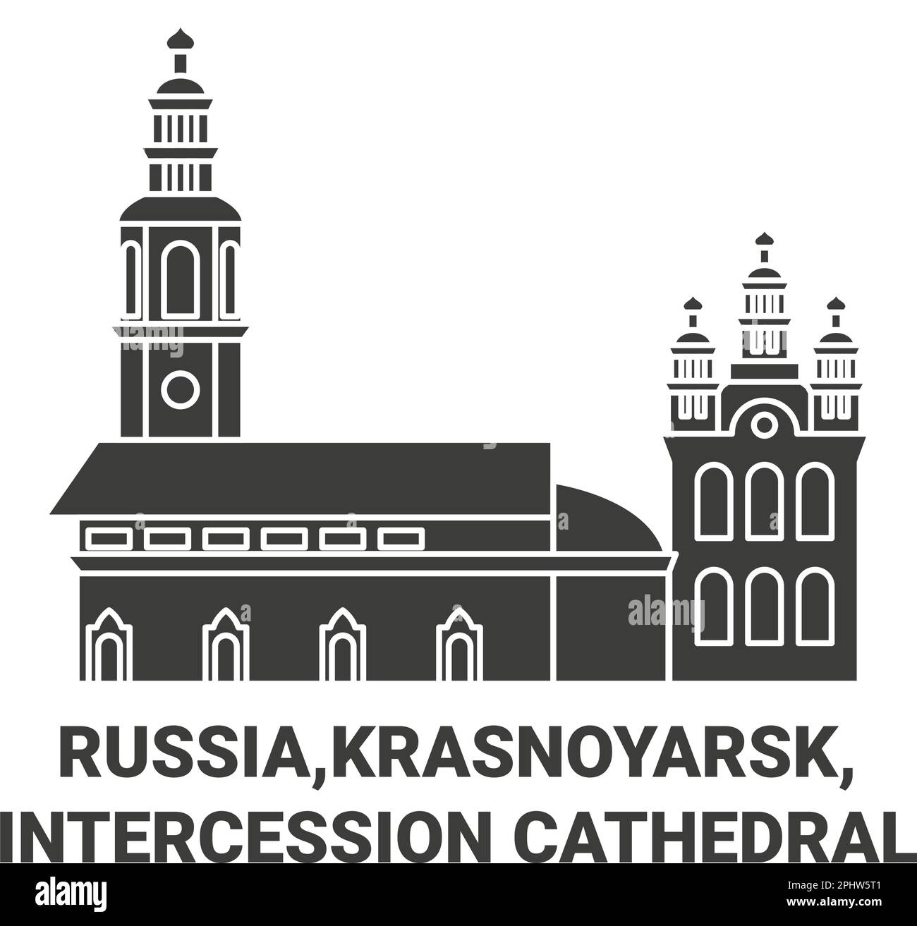 Russland, Krasnojarsk, Interzessionskathedrale Reise Wahrzeichen-Vektordarstellung Stock Vektor