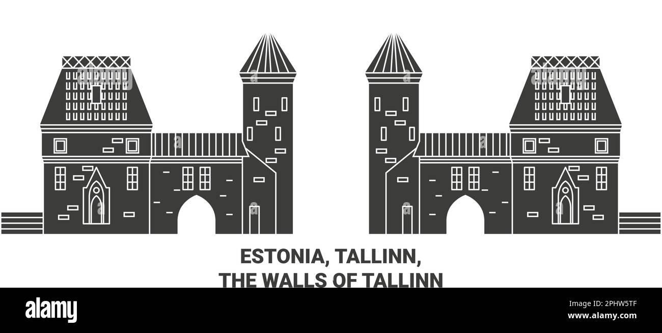 Estland, Tallinn, die Mauern von Tallinn reisen als Vektorbild Stock Vektor