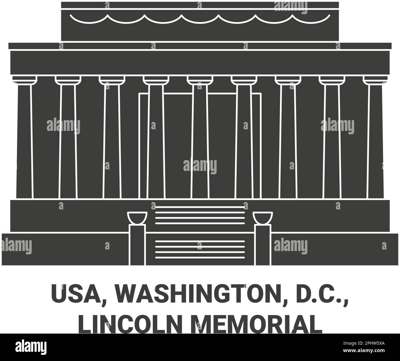 USA, Washington, D.C., Lincoln Memorial Reise-Wahrzeichen-Vektordarstellung Stock Vektor