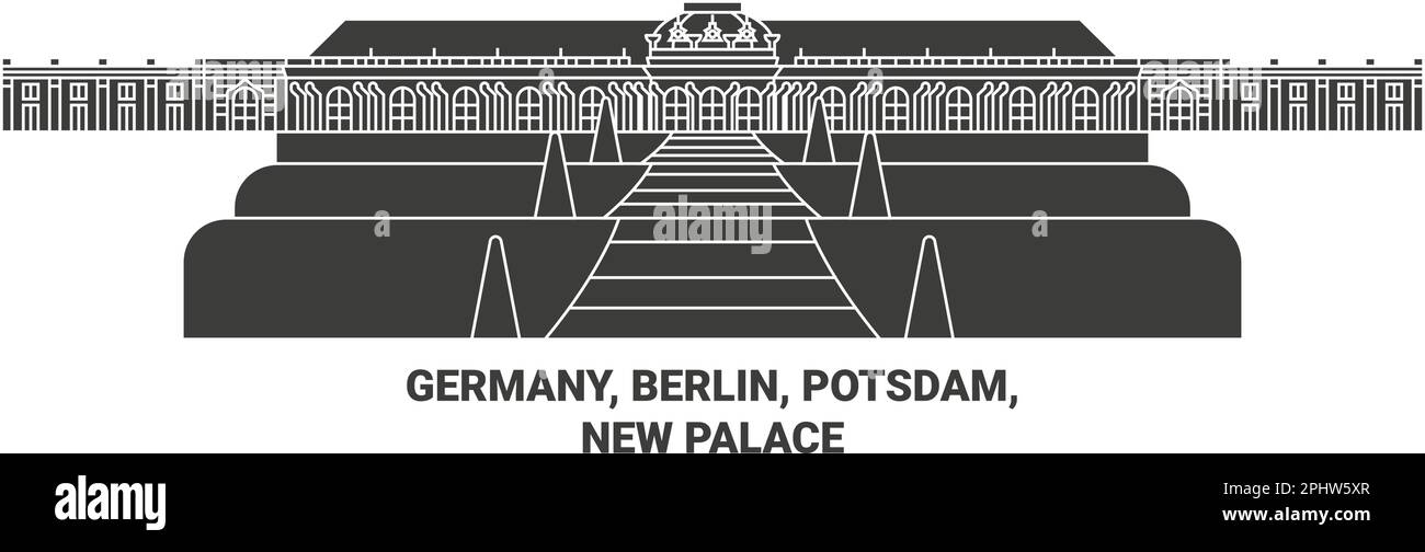 Deutschland, Berlin, Potsdam, Neuer Palast Reise-Wahrzeichen-Vektordarstellung Stock Vektor