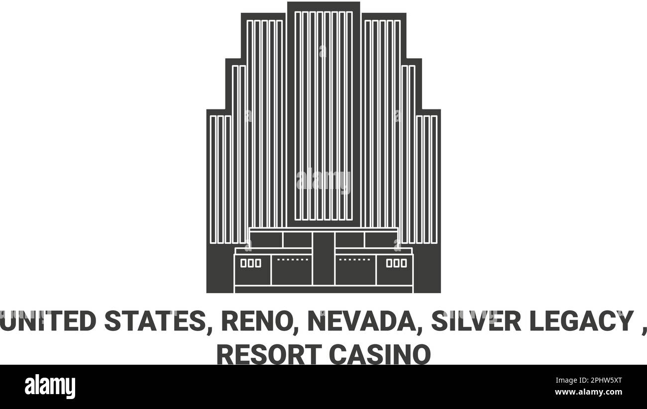 USA, Reno, Nevada, Silver Legacy, Resort Casino Reise Wahrzeichen Vektordarstellung Stock Vektor
