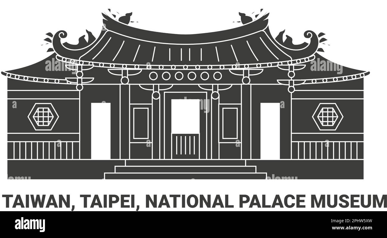 Taiwan, Taipei, Nationalpalastmuseum, Reise-Wahrzeichen-Vektor-Illustration Stock Vektor