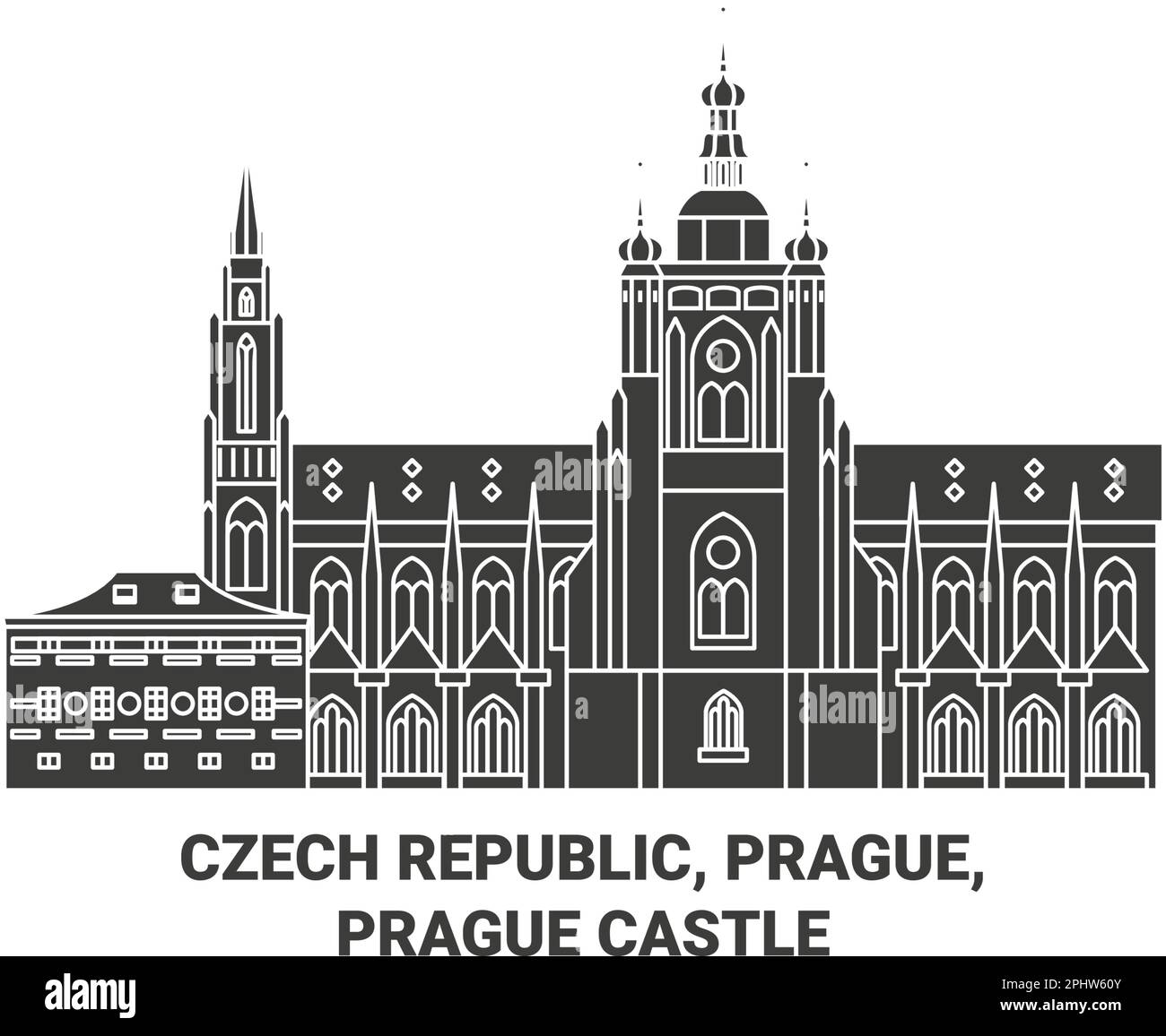Tschechische Republik, Prag, Prager Burg Reise Wahrzeichen Vektordarstellung Stock Vektor