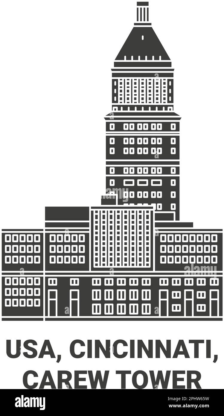 USA, Cincinnati, Carew Tower, Reiseziel-Vektordarstellung Stock Vektor