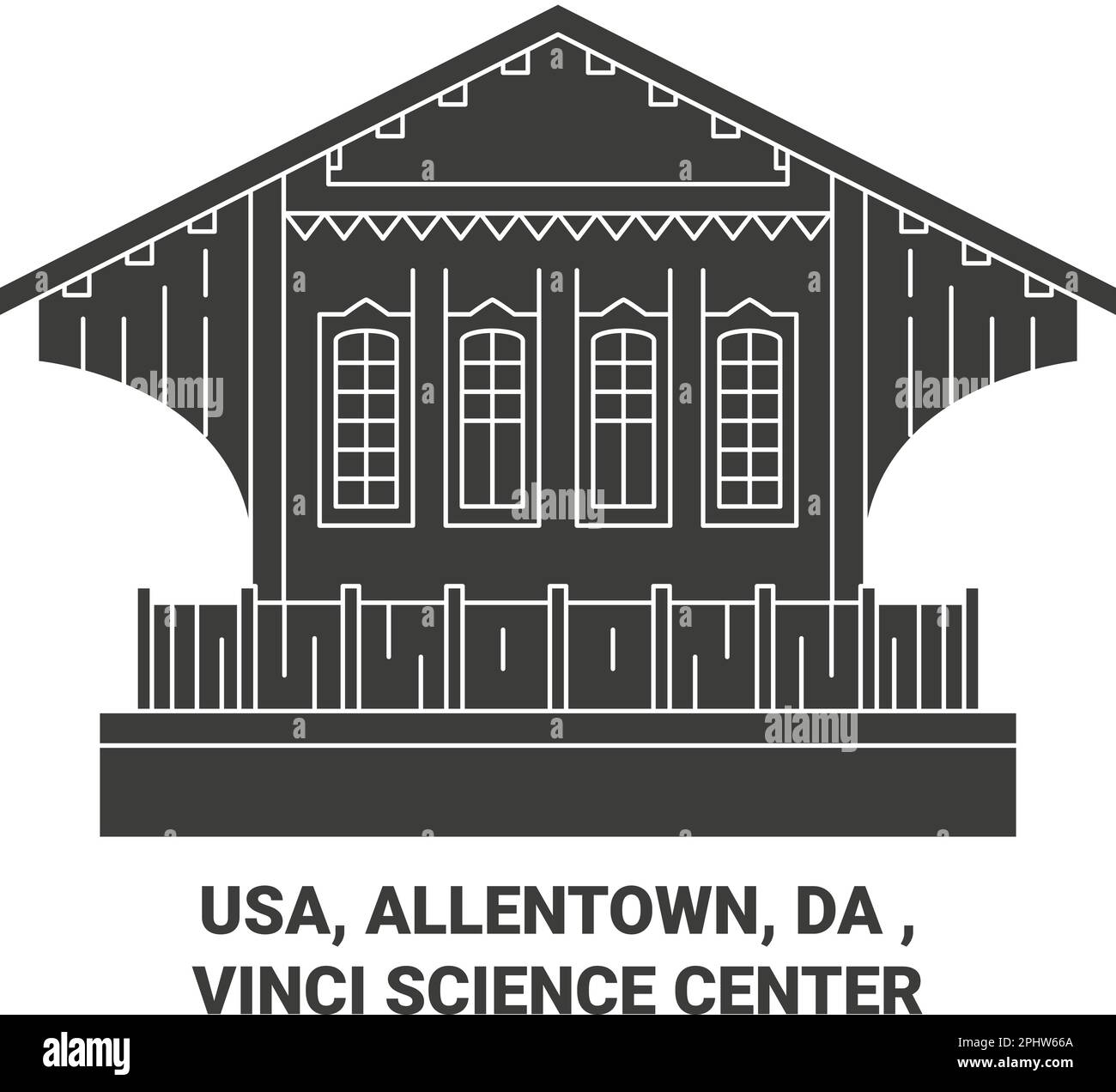 USA, Allentown, Da , Vinci Science Center Reise Landmark Vector Illustration Stock Vektor