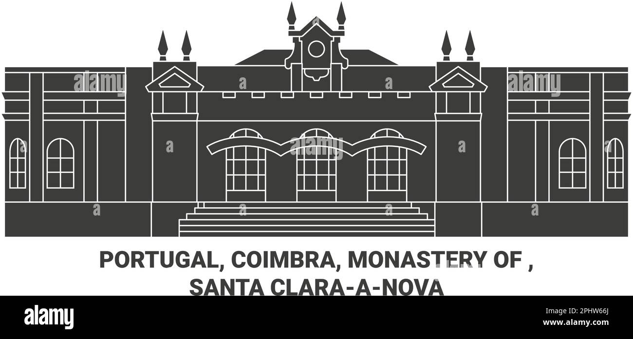 Portugal, Coimbra, Kloster von , Santa Claraanova Reise Wahrzeichen Vektordarstellung Stock Vektor