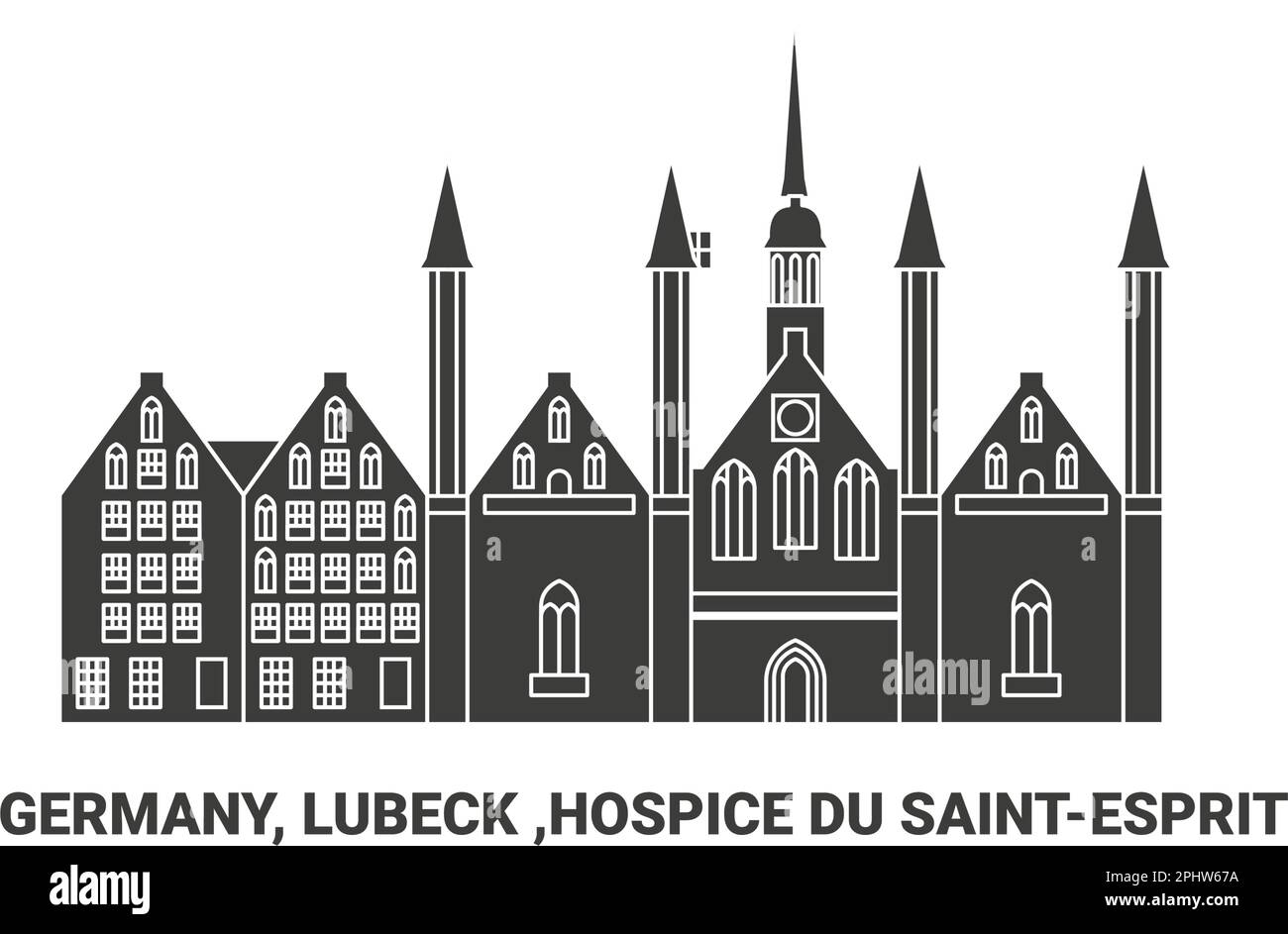 Deutschland, Lübeck, Hospice Du Saintesprit, Reise-Landmarke Vektordarstellung Stock Vektor