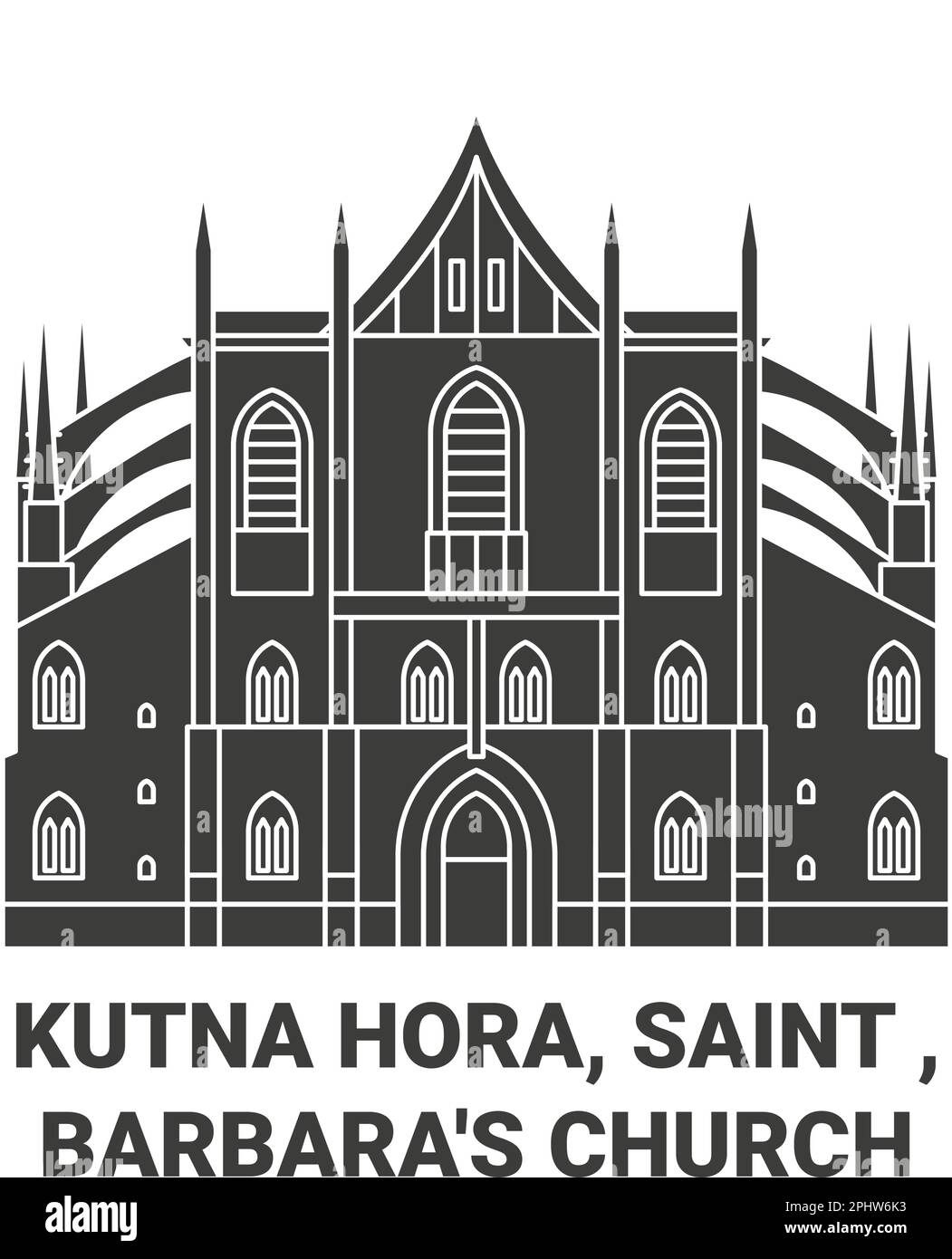 Tschechische Republik, Kutna Hora, Heilige, Barbara's Kirche Reise Wahrzeichen Vektordarstellung Stock Vektor