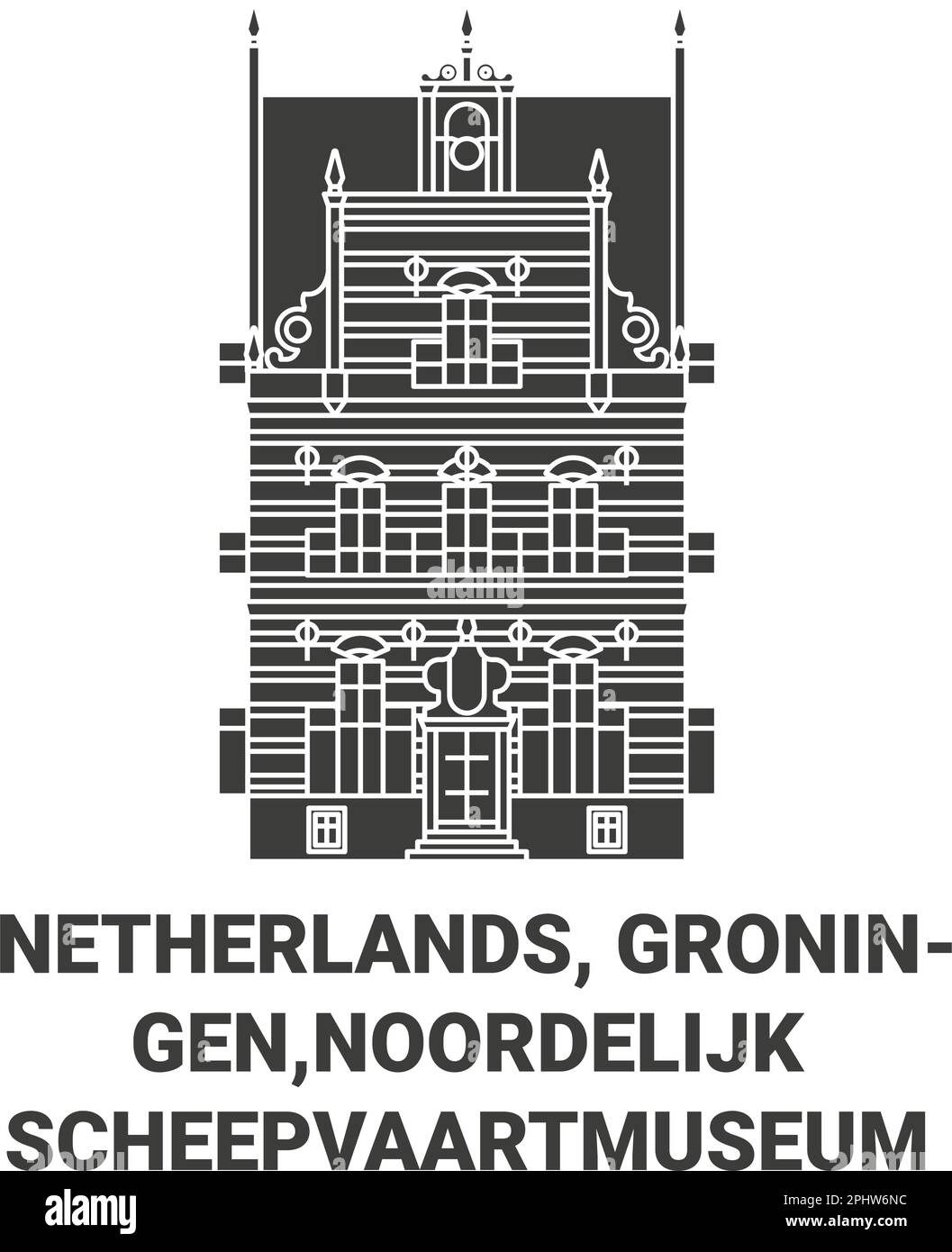 Niederlande, Groningen, Noordelijk Scheepvaartmuseum reisen Wahrzeichen Vektordarstellung Stock Vektor