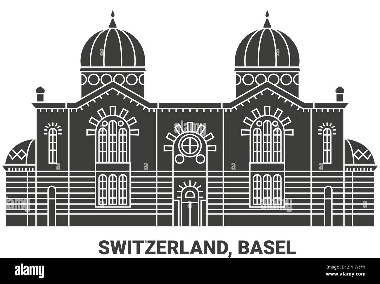 Schweiz, Basel, Reise-Wahrzeichen-Vektordarstellung Stock Vektor